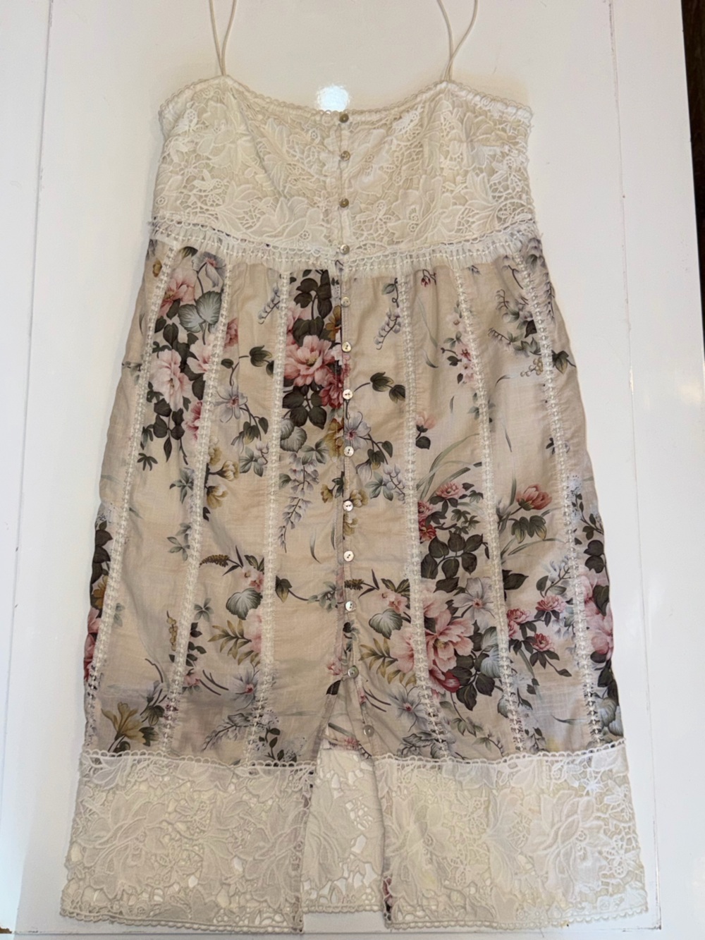 Zimmermann Cream Floral Lace-Trim Maxi Skirt
